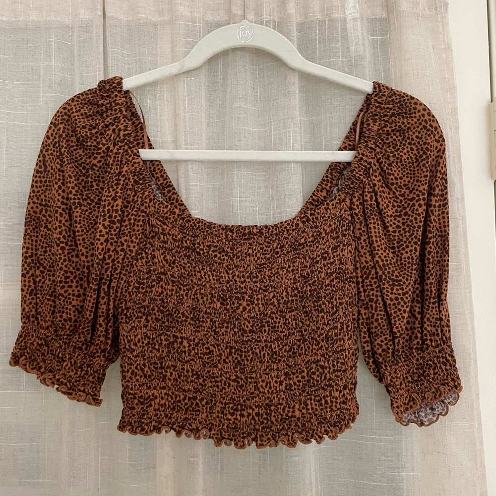 Urban Outfitters cheetah puff sleeve top